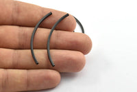 Black Curved Tubes, 25 Oxidized Brass Black Square Curved Tubes (48x2x2mm) Brc287 s254