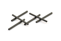 Black Plain Tubes, 50 Oxidized Brass Black Tube Beads (2x25mm) Bs 1433 S264