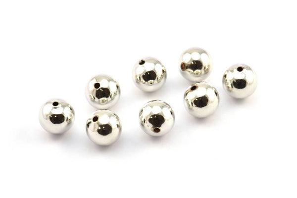 Silver Ball Bead, 6 Silver Tone Brass Spacer Bead, Findings (12mm) Brsm2 - A0747 H0344