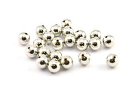 Silver Ball Bead, 6 Silver Tone Brass Spacer Bead, Findings (12mm) Brsm2 - A0747 H0344