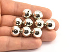 Silver Ball Bead, 6 Silver Tone Brass Spacer Bead, Findings (14mm) Brsm2 A0746 H0345