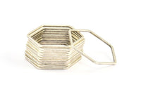 Silver Hexagon Charm, 24 Antique Silver Plated Hexagon Rings (25x1mm) Bs 1227 H0274