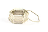 Silver Hexagon Charm, 24 Antique Silver Plated Hexagon Rings (25x1mm) Bs 1227 H0274