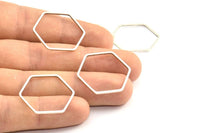 Silver Hexagon Charm, 24 Antique Silver Plated Hexagon Rings (25x1mm) Bs 1227 H0274