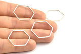 Silver Hexagon Charm, 24 Antique Silver Plated Hexagon Rings (25x1mm) Bs 1227 H0274