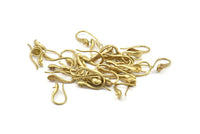 Brass Ear Wires, Earring Hooks, 12 Raw Brass Earring Setting for Pearl, Brass Findings, Crafts (17x8mm) BS 1717