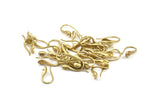Brass Ear Wires, Earring Hooks, 12 Raw Brass Earring Setting for Pearl, Brass Findings, Crafts (17x8mm) BS 1717
