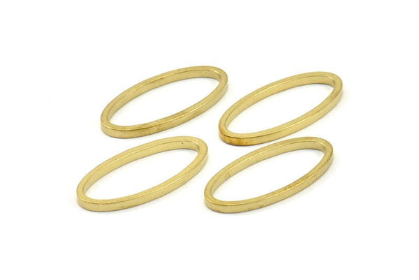 Oval Pirinç Charm, 12 Ham Pirinç Oval Bağlantı Parçası (14x28x1,4x1,8 mm) BS 1739