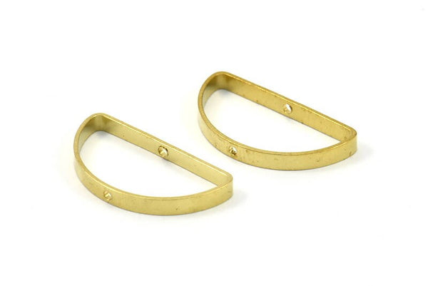 Brass Half Moon - 12 Raw Brass Semi Circle Connectors with 2 Holes (15x30x3x0.80mm) BS 1742