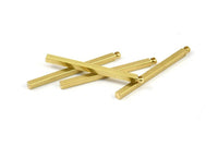 Tiny Necklace Bar, 24 Raw Brass Bar Connectors, Necklace, Earring, Bracelet Findings With 1 Hole (2x30mm) BS 1780
