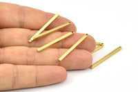 Tiny Necklace Bar, 24 Raw Brass Bar Connectors, Necklace, Earring, Bracelet Findings With 1 Hole (2x30mm) BS 1780