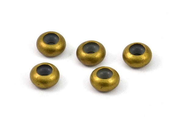 Brass Bead Keeper, 24 Raw Brass Bead Keeper, Silicone And Brass, Rondelle (8x4mm) BS 1769