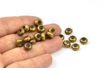 Brass Bead Keeper, 24 Raw Brass Bead Keeper, Silicone And Brass, Rondelle (8x4mm) BS 1769