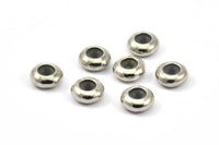 Silver Bead Keeper, 24 Silver Tone Brass Bead Keeper, Silicone And Brass, Rondelle (9.5x4.3mm) BS 1772