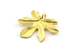 Brass Leaf Pendant, 4 Raw Brass Leaf Pendants, Charms, Earrings, Findings (26x20x2mm) U142