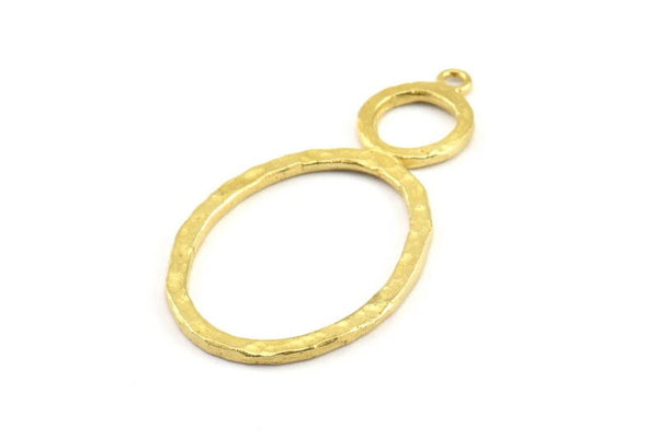 Brass Ring Pendant, 3 Raw Brass Oval Ring Pendant With 1 Loop, Earrings, Charms, Findings (48x25x1.6mm) U137