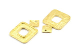 Brass Square Pendant, 2 Raw Brass Hammered Square Pendants  With 1 Hole, Earring Findings (36x24.5x1.7mm) U140