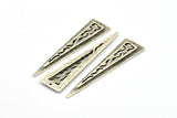 Antique Silver Textured Triangles, 2 Antique Silver Plated Triangle Pendant With 1 Hole, Earring Finding (58x14x2mm) N0231