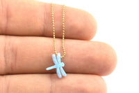 Blue Opal Dragonfly, 1 Synthetic Opal Dragonfly Bead, Dragonfly Charm, Beads (10x13mm) F060