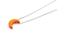 Synthetic Opal Crescent Moon, Moon Charm, 1 PC Crescent Moon Beads, Charms, (11x8mm)  F015