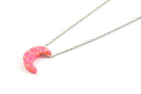 Synthetic Opal Crescent Moon, Moon Charm, 1 PC Crescent Moon Beads, Charms, (11x8mm)  F015