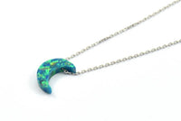 Synthetic Opal Crescent Moon, Moon Charm, 1 PC Crescent Moon Beads, Charms, (11x8mm)  F015