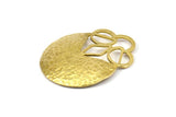 Brass Geometric Pendant, 2 Raw Brass Hammered Flower Pendants, Earring Findings (38x30x0.8mm) U064