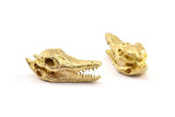 Brass Crocodile Skull, 1 Raw Brass Crocodile Skull With 1 Loop, Findings, Charms (27x9mm) BS 1878