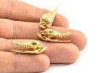 Brass Crocodile Skull, 1 Raw Brass Crocodile Skull With 1 Loop, Findings, Charms (27x9mm) BS 1878