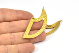 Brass Fin Earring Findings, 2 Hammered Raw Brass Fin Earring Findings With 1 Loop, Findings (54x20x4x1mm) U069