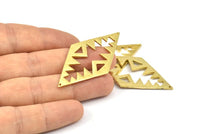 Pirinç Kabile Kolye, 2 Delikli, Tılsımlı, Bağlantı Parçalı 2 Ham Pirinç Çekiçlenmiş Elmas Dokulu Kolye (51x25x1,2 mm) U070