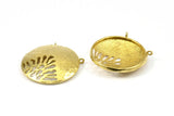 Brass Gong Pendant, 2 Raw Brass Textured Gong Pendants With 2 Loops (33x6x1mm) U082