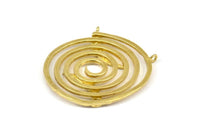 Spiral Japanese Pendant, 1 Raw Brass  Spiral Pendant With 2 Loops (40x1mm) U075