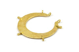 Hammered Crescent Pendant, 2 Raw Brass Hammered Crescent Pendants With 7 Loops (40x7.5x0.9mm) U077