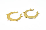 Hammered Crescent Pendant, 2 Raw Brass Hammered Crescent Pendants With 7 Loops (40x7.5x0.9mm) U077