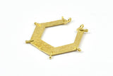 Hammered Hexagon Pendant, 2 Raw Brass Hammered Hexagon Pendants With 6 Loops (44x40x7.5x1mm) U071