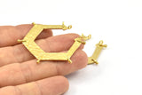 Hammered Hexagon Pendant, 2 Raw Brass Hammered Hexagon Pendants With 6 Loops (44x40x7.5x1mm) U071