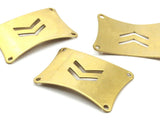 Brass Stamping Blank, 5 Raw Brass Pillow Stamping Blank With Chevron With 4 Holes (37x26x0.80mm) D002--C078
