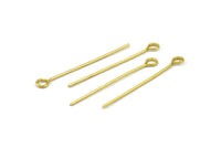 40mm Eye Pin, 25 Raw Brass Eye Pins, Findings (40x1mm) BS 2279