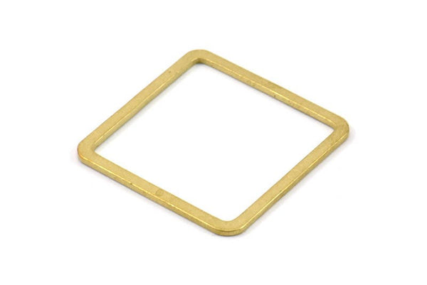 Square Brass Charm, 12 Raw Brass Square Connectors,Square Findings (30x2x1mm) BS 2307