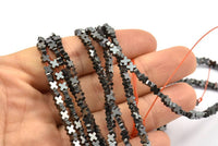 Hematite X Boncuklar 4 mm Siyah Geometrik Boncuklar Tam Zincir 15,5 İnç TK03