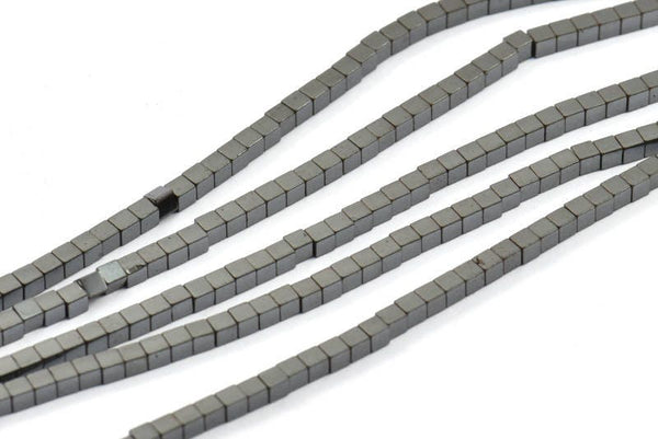 Hematit Kare Boncuklar 2mm Hematit Kare Siyah Boncuklar Tam Zincir 15,5 İnç TK05