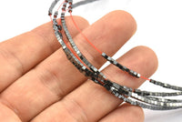 Hematit Kare Boncuklar, 1,5 mm Hematit Kare Siyah Boncuklar Tam Dizi 15,5 İnç TK06