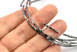 Hematit Kare Boncuklar, 1,5 mm Hematit Kare Siyah Boncuklar Tam Dizi 15,5 İnç TK06
