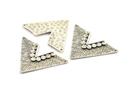 Silver Chevron Pendant, 1 Antique Silver Plated Brass Geometric Chevron Pendants with 2 Holes (28x41x1mm) U087