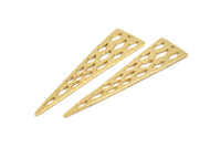 Diamond Textured Triangle, 2 Gold Plated Triangles with Diamond Textured Charms With 1 Hole, Earring Finding (59x14x1mm) N0131 Q0254