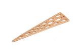 Diamond Textured Triangle, 2 Rose Gold Plated Triangles with Diamond Textured Charms With 1 Hole, Earring Finding (59x14x1mm) N0131 Q0254