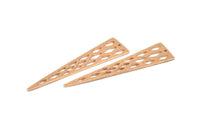 Diamond Textured Triangle, 2 Rose Gold Plated Triangles with Diamond Textured Charms With 1 Hole, Earring Finding (59x14x1mm) N0131 Q0254
