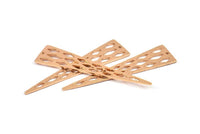 Elmas Dokulu Üçgen, 1 Delikli Elmas Dokulu Tılsımlı 4 Gül Altın Kaplama Üçgen, Küpe Bulguları (59x14x1mm) N0131 Q0254