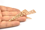Diamond Textured Triangle, 2 Rose Gold Plated Triangles with Diamond Textured Charms With 1 Hole, Earring Finding (59x14x1mm) N0131 Q0254